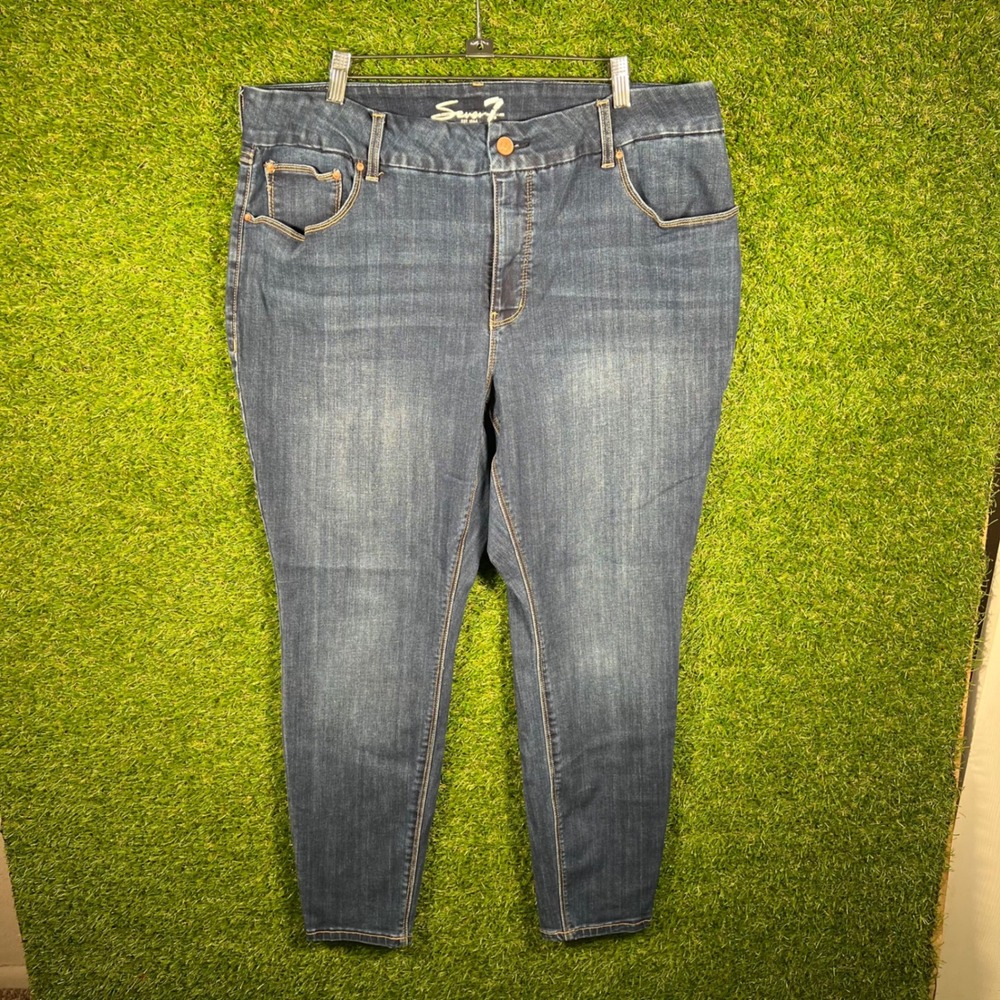 Seven7 Womens Plus Size 18W Skinny Jeans Blue Denim Mid Rise Stretch